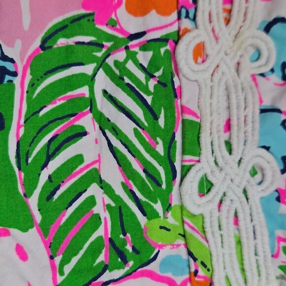 Lilly Pulitzer Baby Girl Dress 12M Pink Bright Floral Designer Shift Lace Detail - Picture 6 of 8